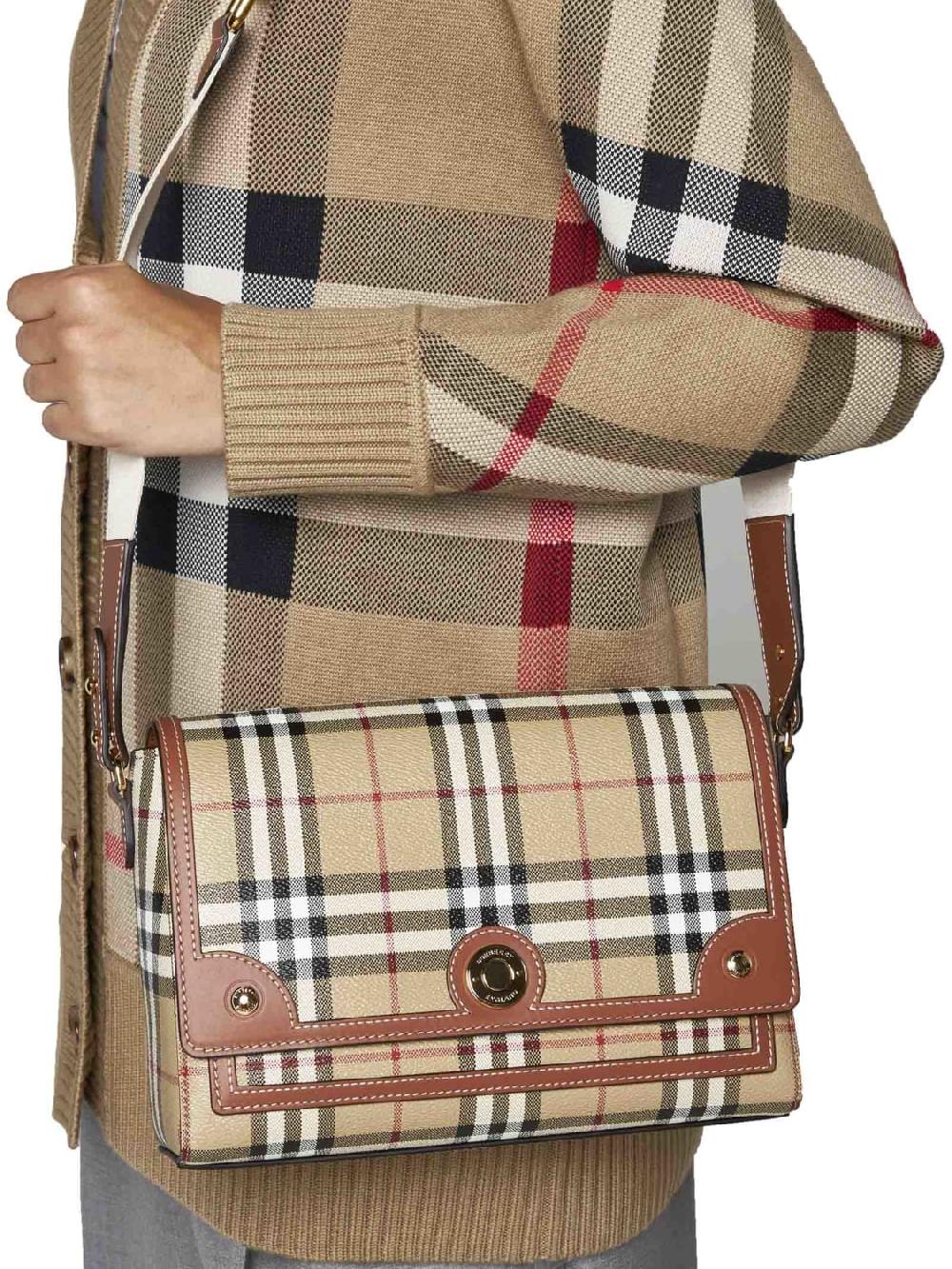 Giglio Borsa Vintage Check Note Burberry In Cotone Spalmato E Pelle