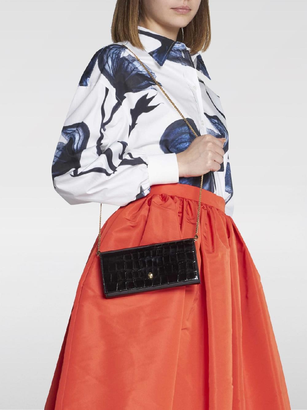 Giglio Borsa Wallet Alexander McQueen In Pelle Spazzolata Stampa Cocco