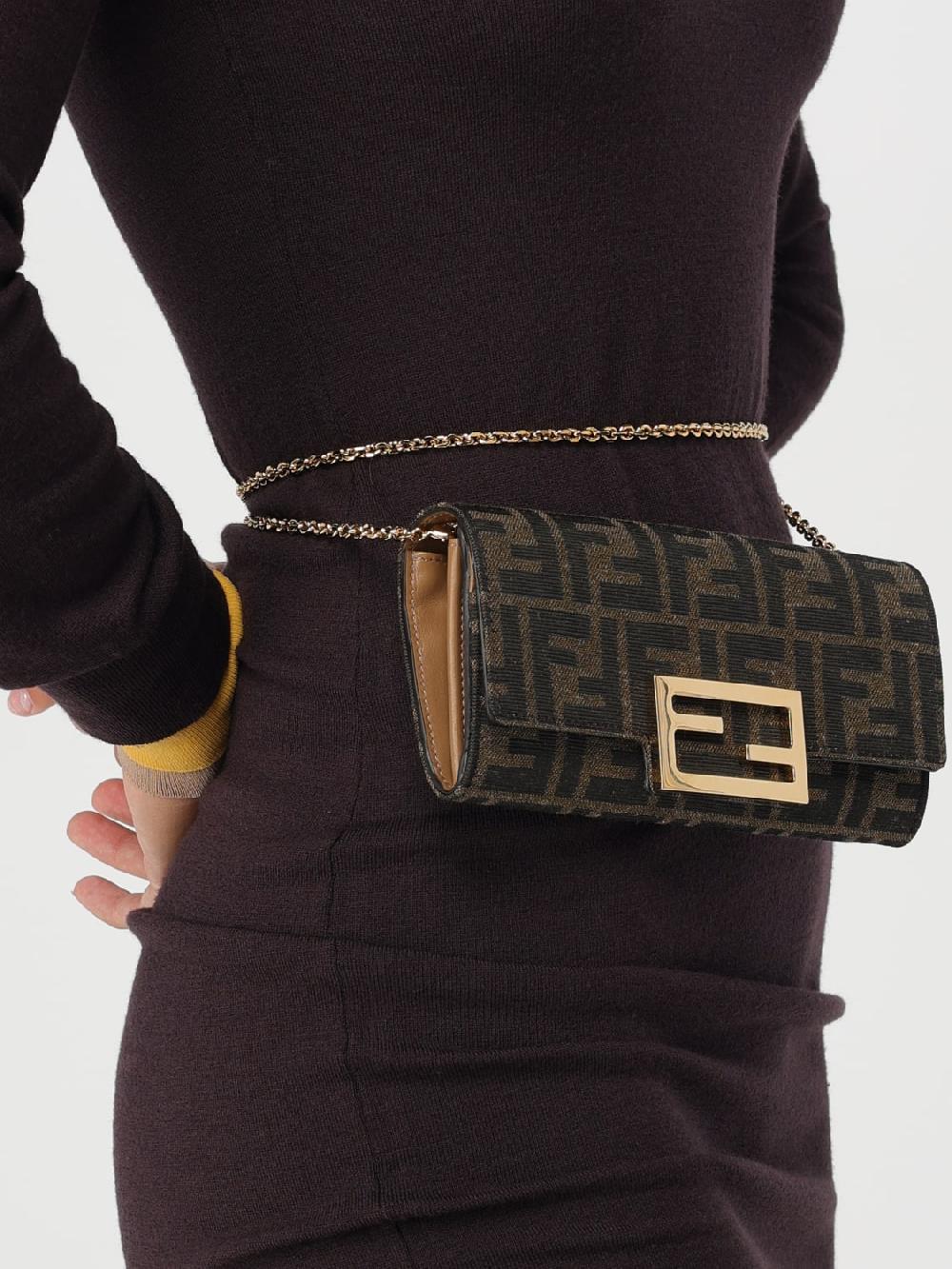 Giglio Borsa Wallet Baguette Fendi In Tessuto Jacquard