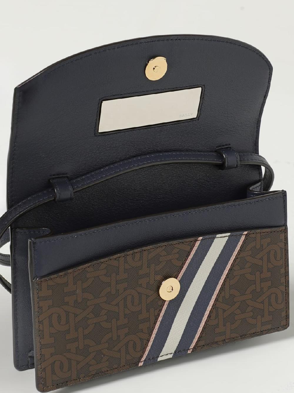 Giglio Borsa Wallet Beylor Bally In Pelle E Cotone Spalmato Con Monogram All Over