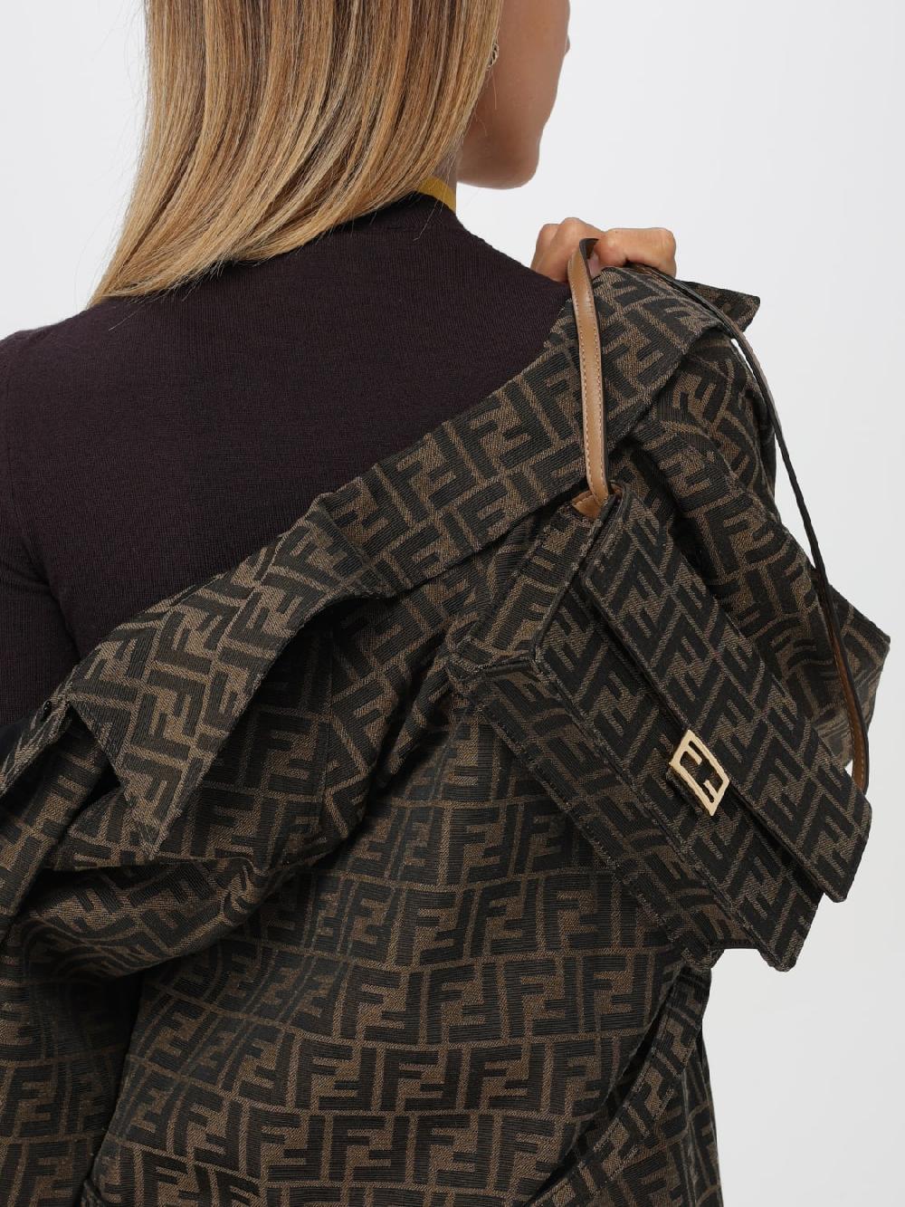 Giglio Borsa Wallet On Chain Baguette Fendi In Tessuto Jacquard E Pelle