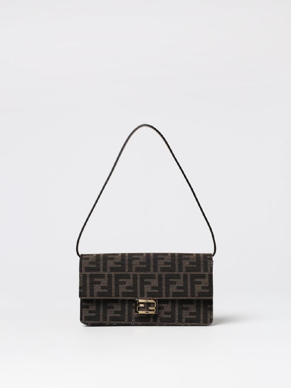 Giglio Borsa wallet On Chain Baguette Fendi in tessuto jacquard e pelle