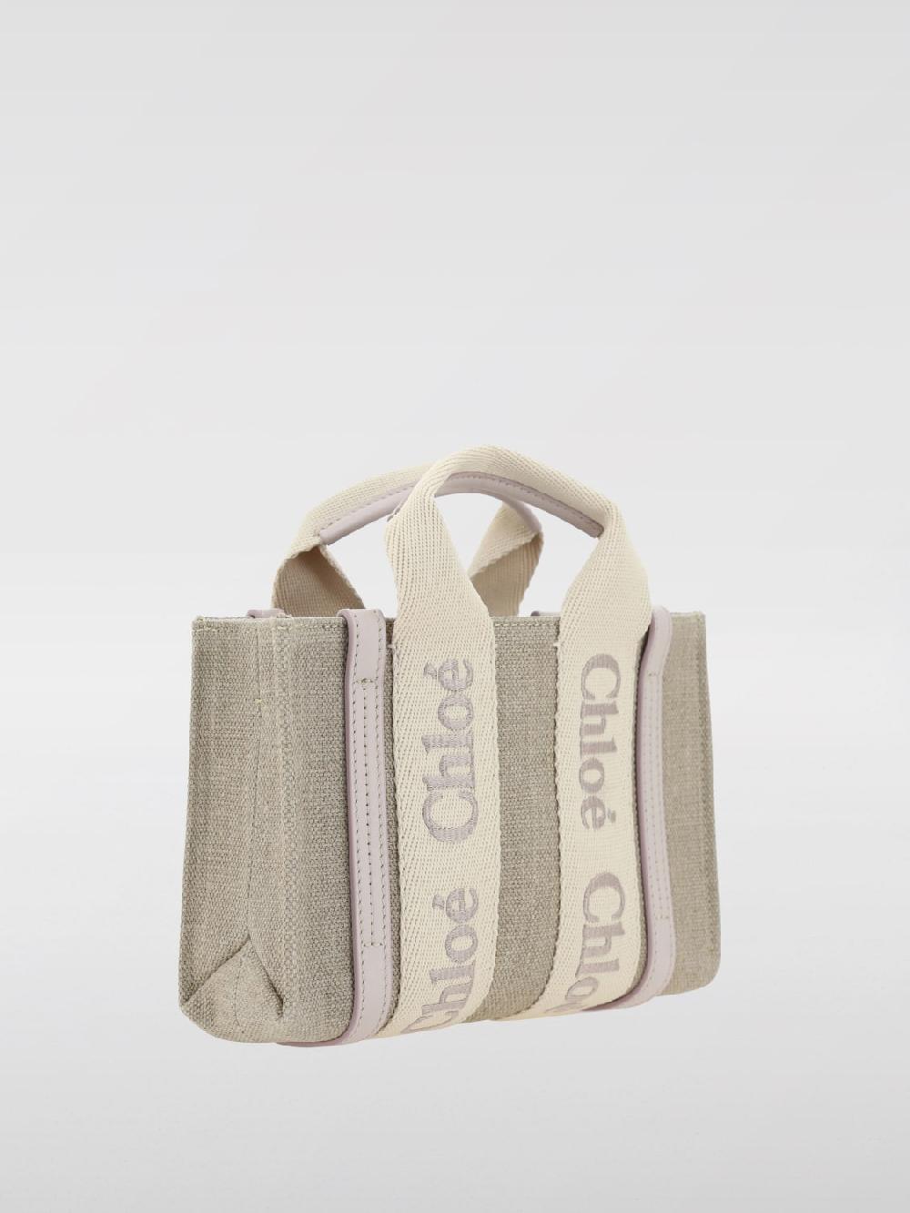 Giglio Borsa Woody Chloè In Canvas Con Logo Ricamato