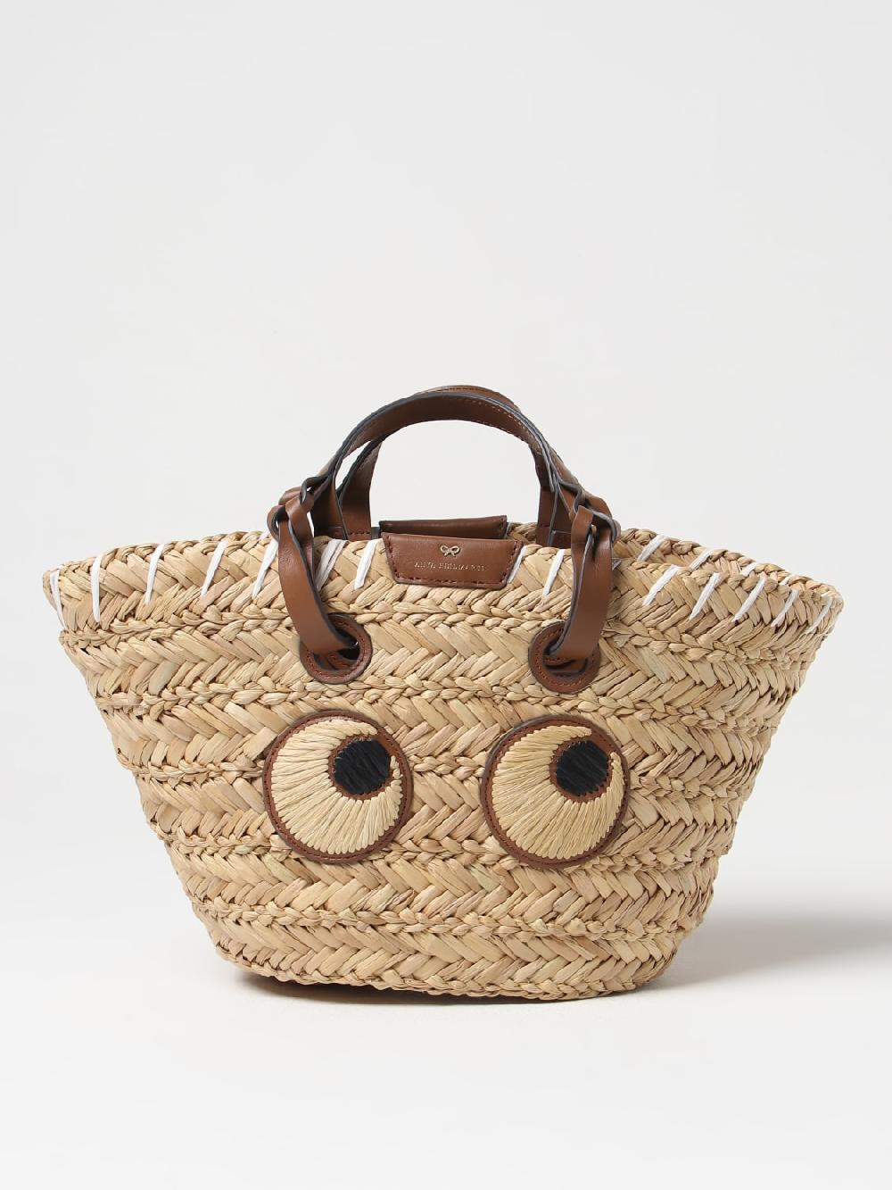 Giglio Borse Eyes Anya Hindmarch in rafia con ricami