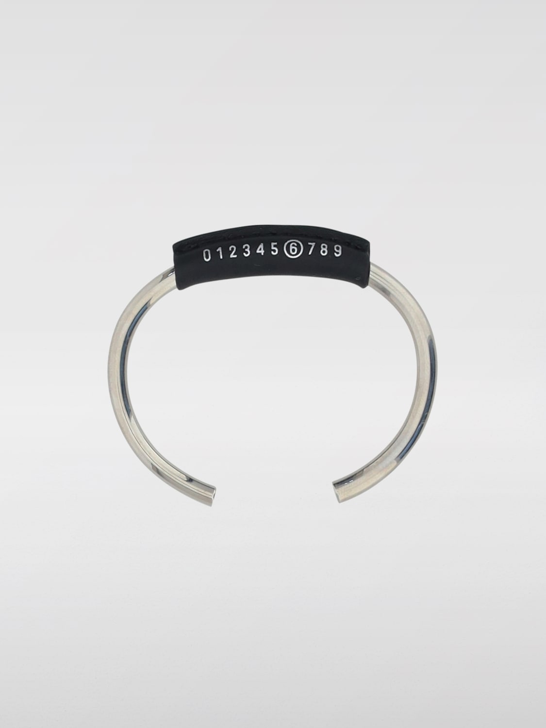Giglio Bracciale Numeric MM6 Maison Margiela in argento e pelle
