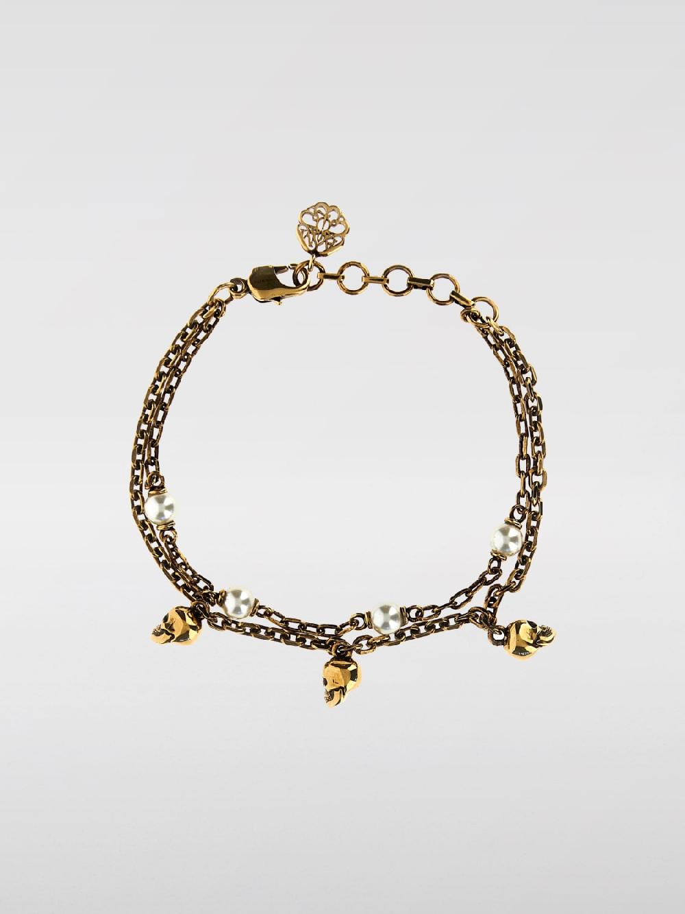 Giglio Bracciale Skull Alexander McQueen in ottone con perle sintetiche