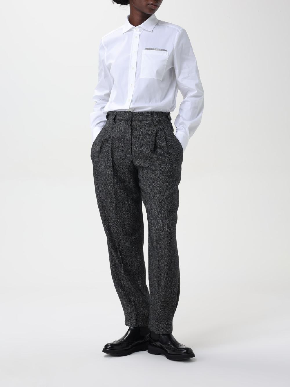 Giglio Camicia Brunello Cucinelli In Popeline Con Monile