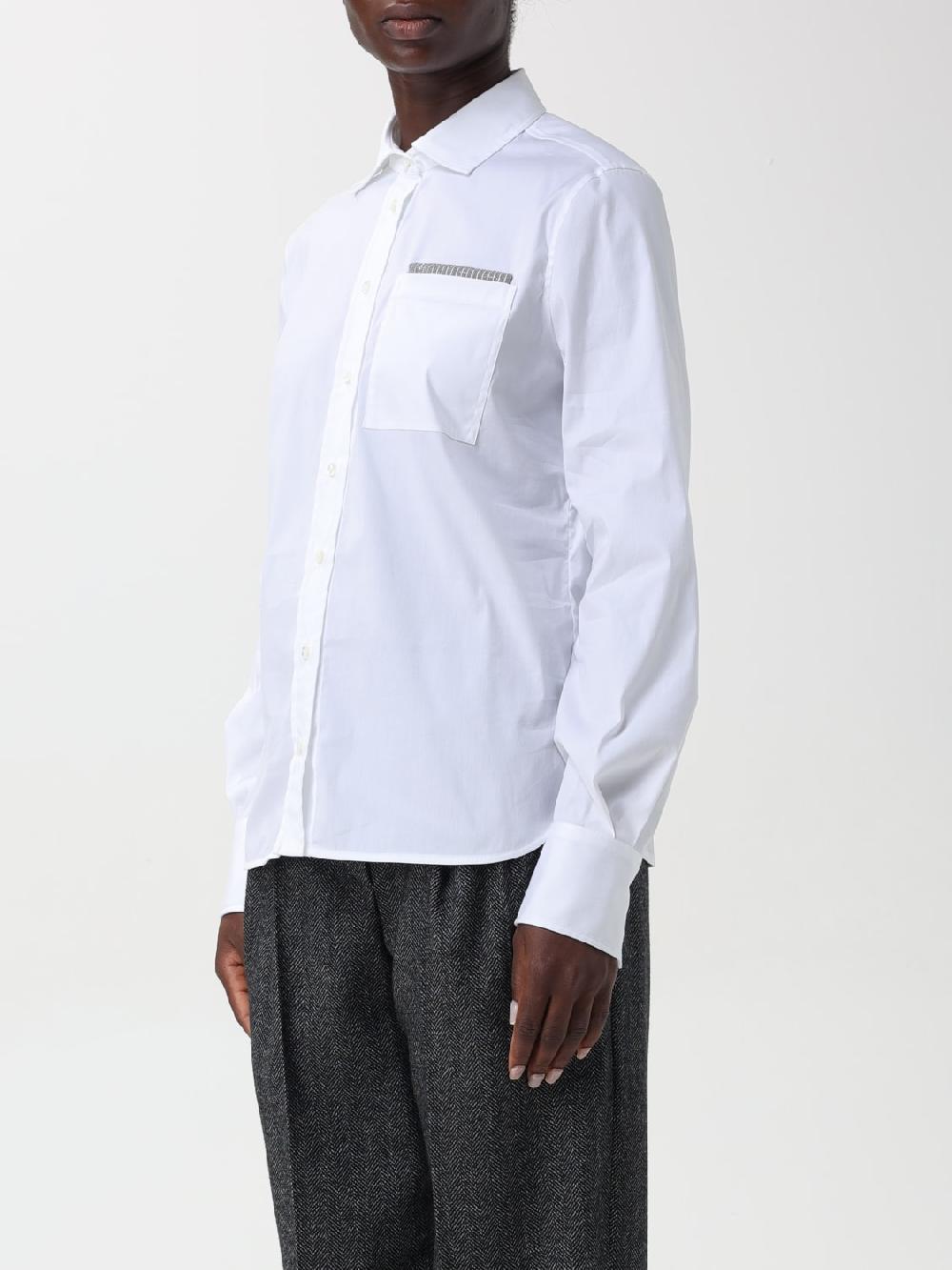 Giglio Camicia Brunello Cucinelli In Popeline Con Monile