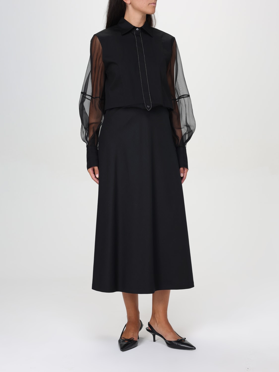 Giglio Camicia Brunello Cucinelli In Popeline E Tulle