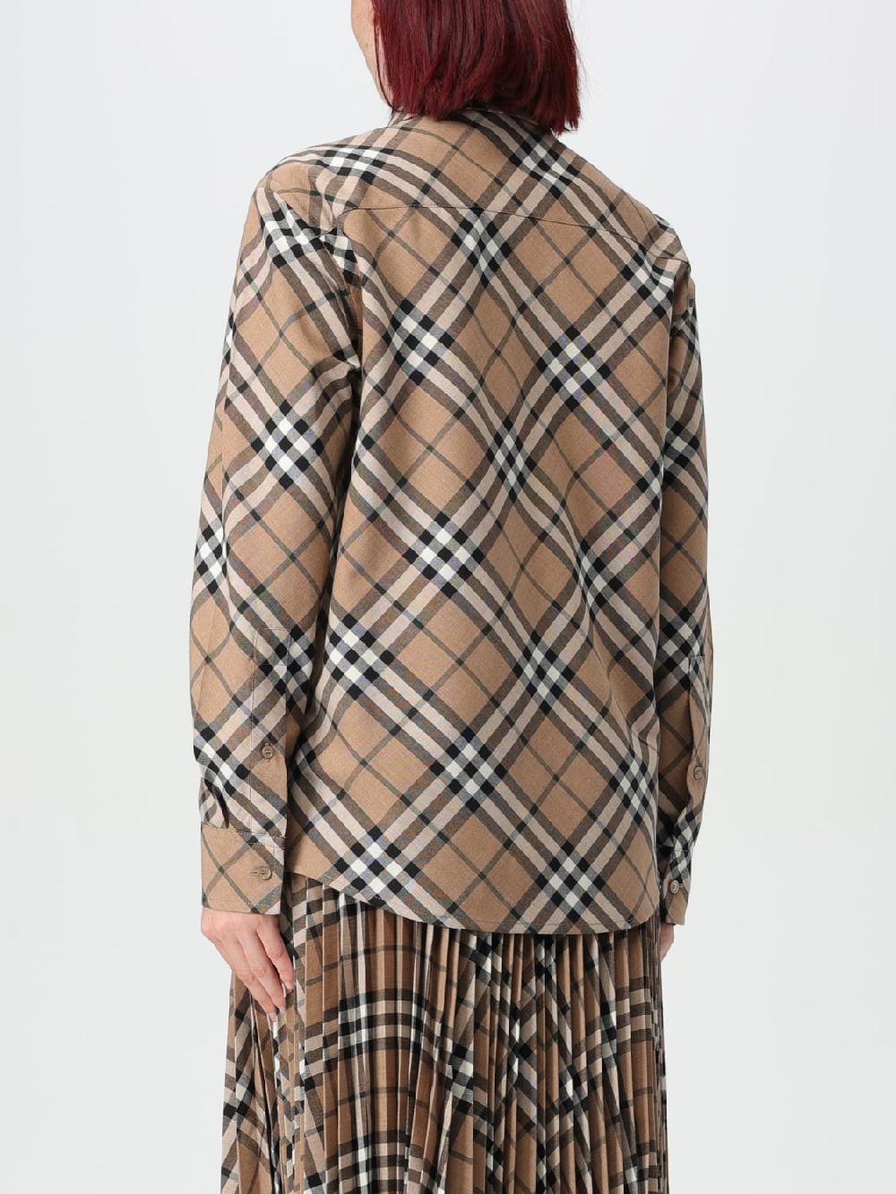 Giglio Camicia Burberry In Misto Lana Con Stampa Vintage Check