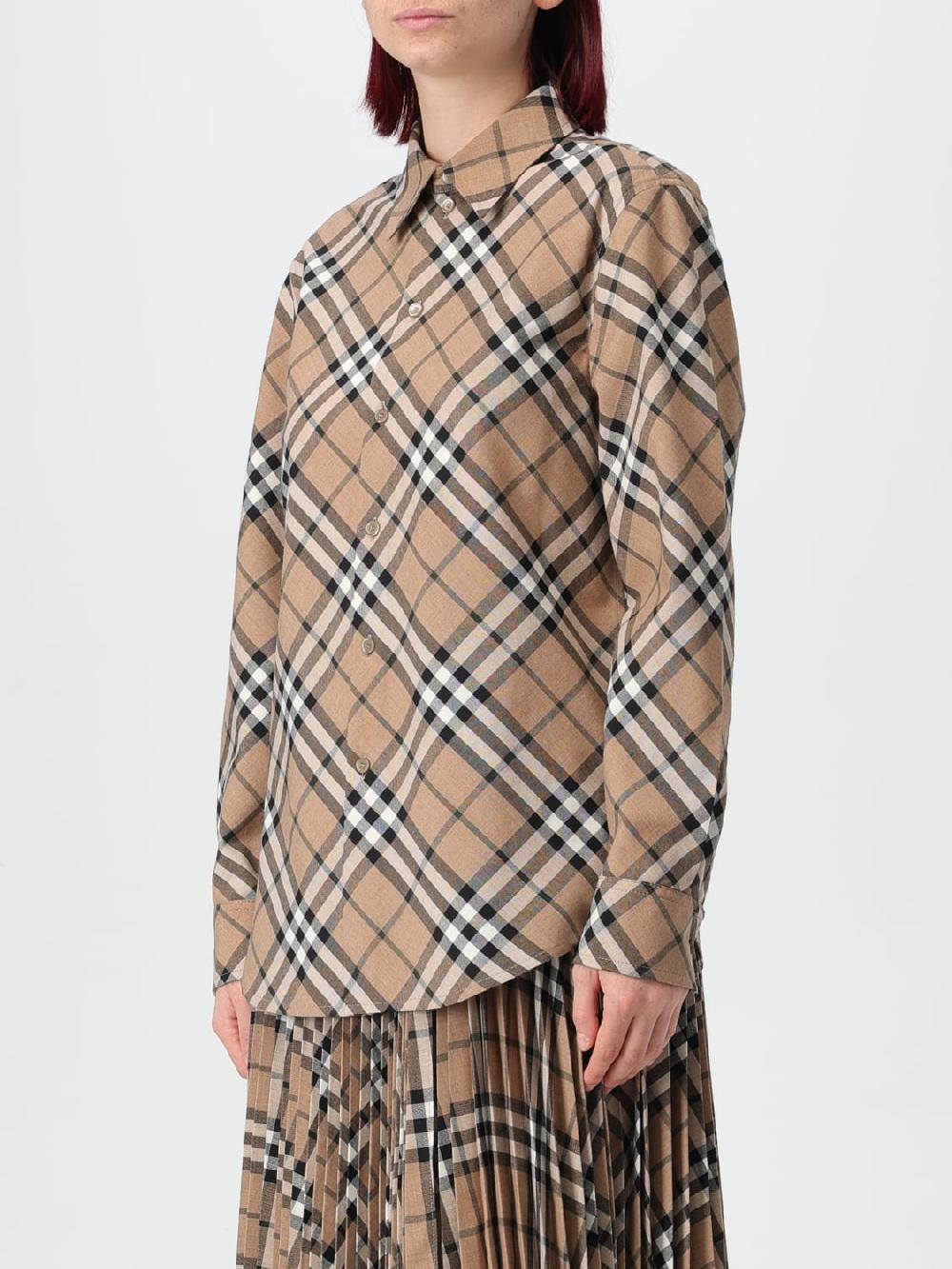 Giglio Camicia Burberry In Misto Lana Con Stampa Vintage Check