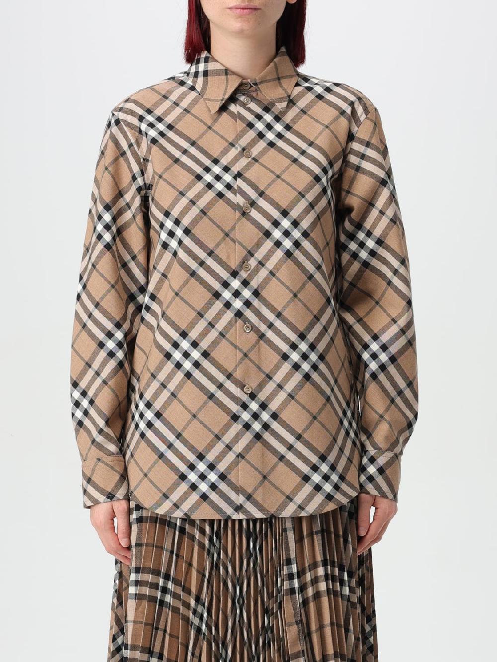 Giglio Camicia Burberry in misto lana con stampa Vintage check