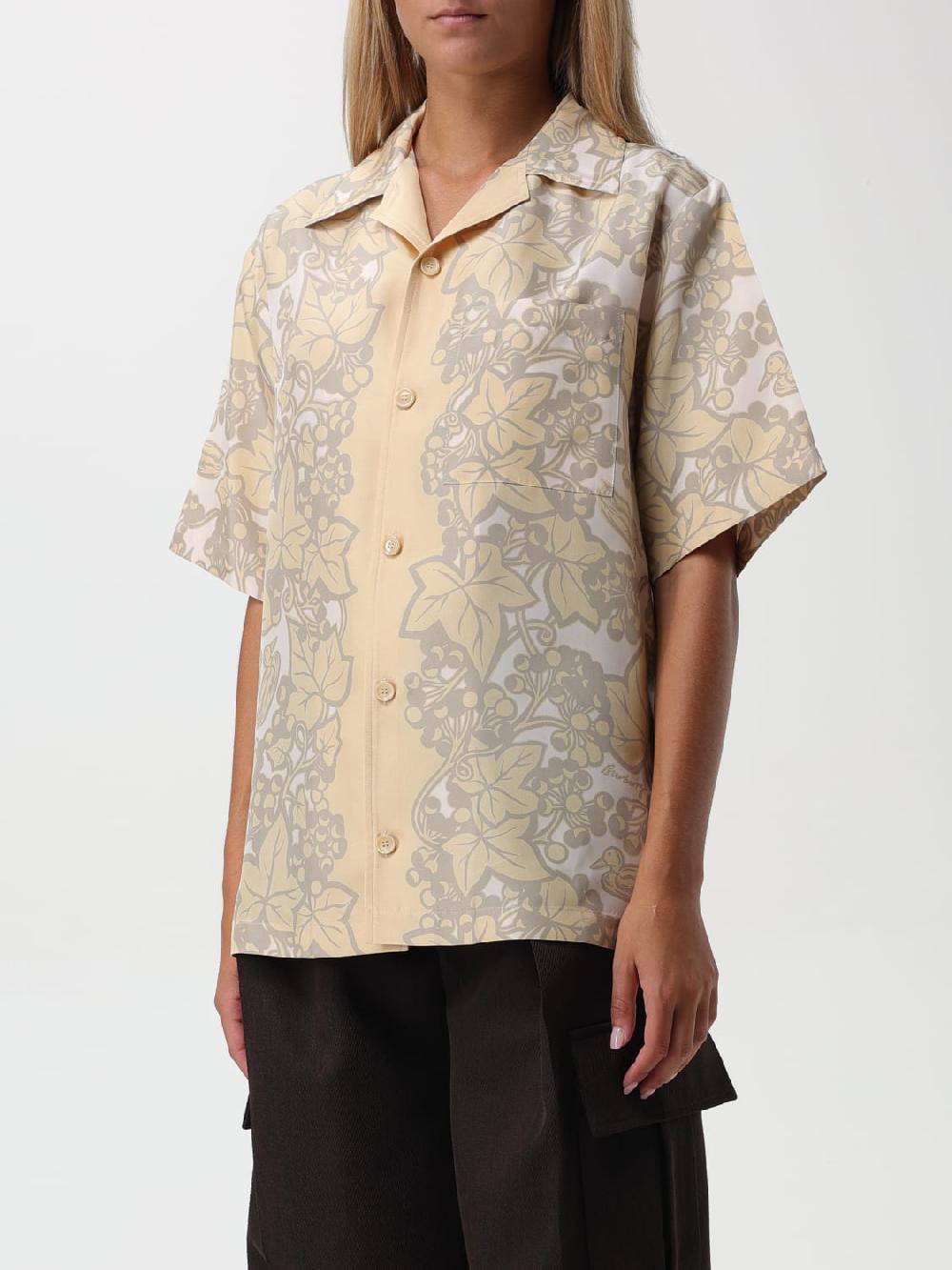 Giglio Camicia Burberry In Seta Con Stampa Floreale All Over