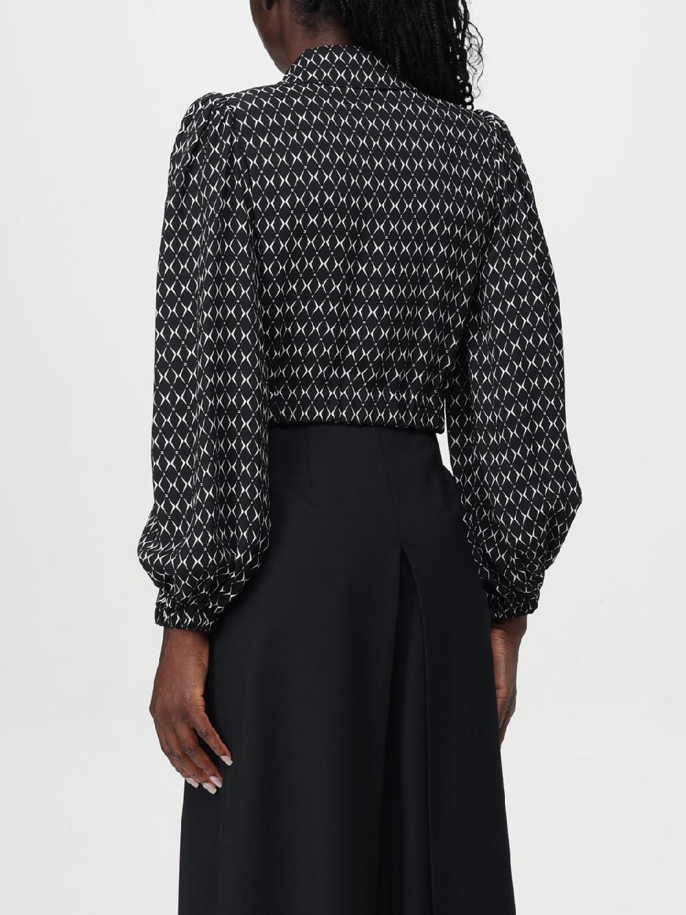Giglio Camicia Crop In Georgette A Rombi Con Foulard Elisabetta Franchi