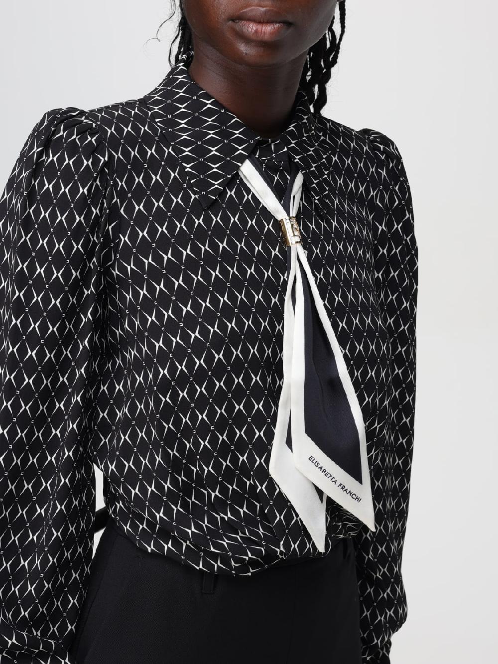 Giglio Camicia Crop In Georgette A Rombi Con Foulard Elisabetta Franchi