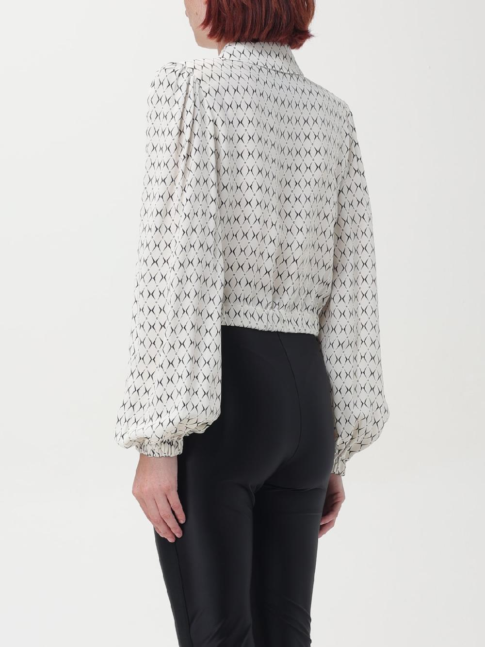 Giglio Camicia Crop In Georgette A Rombi Con Foulard Elisabetta Franchi