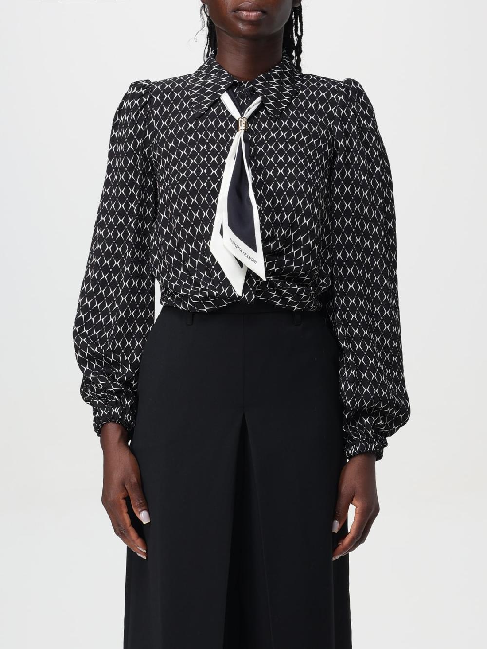 Giglio Camicia crop in georgette a rombi con foulard Elisabetta Franchi