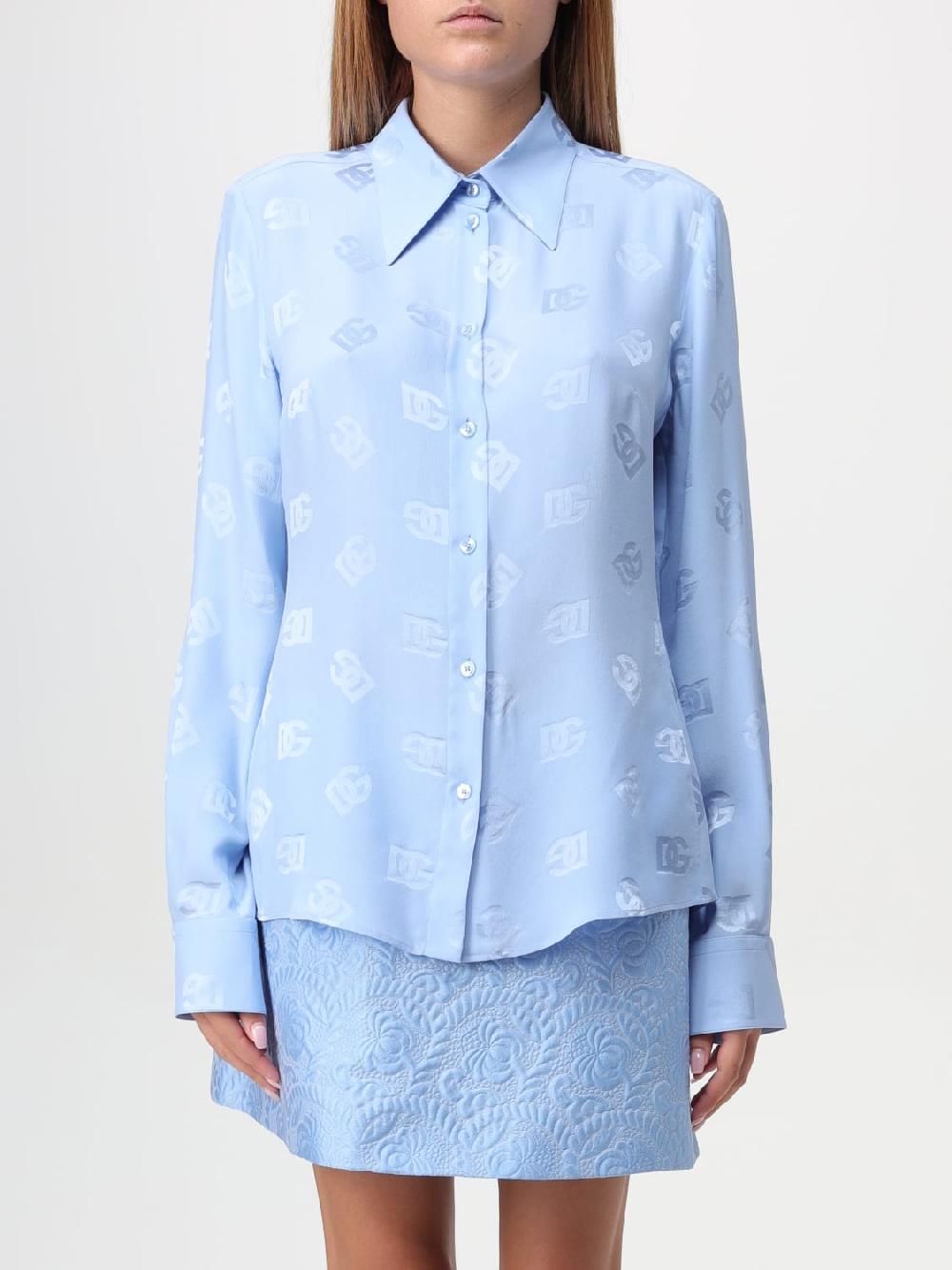 Giglio Camicia DG Dolce & Gabbana in seta con logo jacquard
