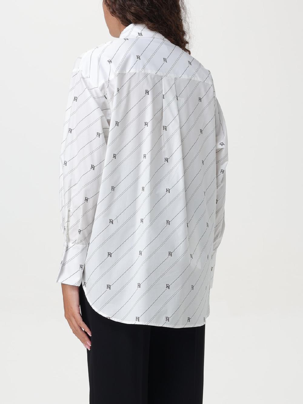 Giglio Camicia Elisabetta Franchi In Popeline Con Stampa Logo