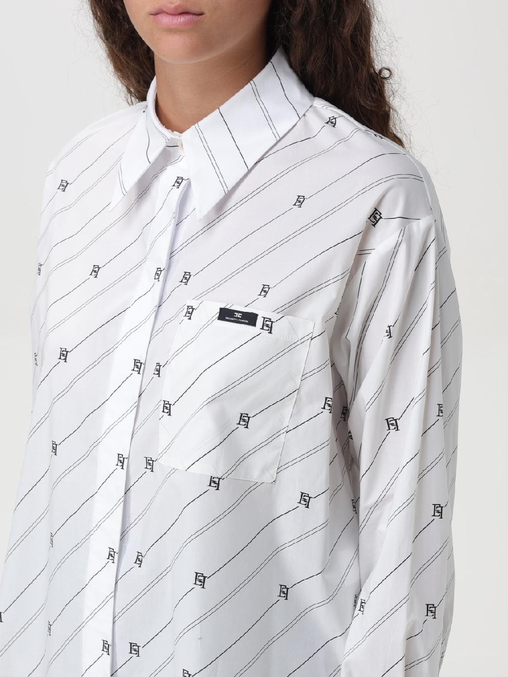 Giglio Camicia Elisabetta Franchi In Popeline Con Stampa Logo