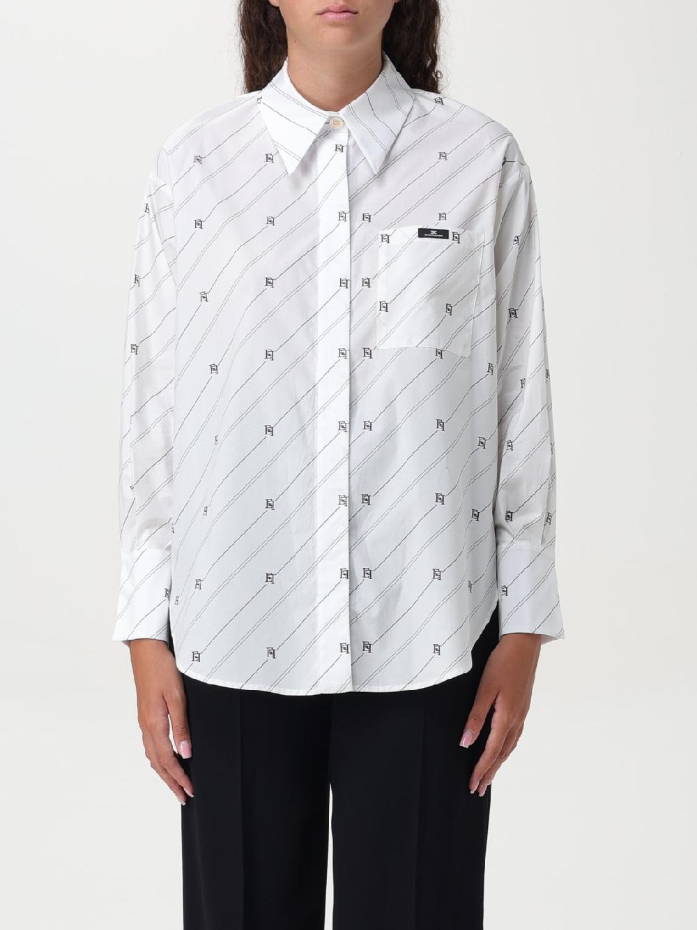 Giglio Camicia Elisabetta Franchi in popeline con stampa logo