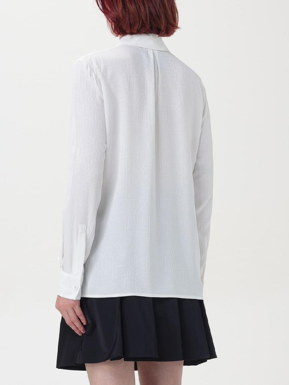 Giglio Camicia In Georgette Jacquard Lettering Elisabetta Franchi