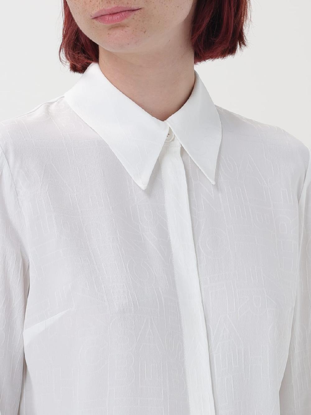 Giglio Camicia In Georgette Jacquard Lettering Elisabetta Franchi