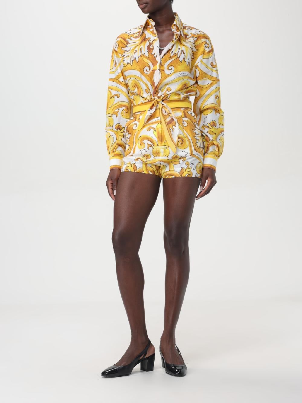 Giglio Camicia Maiolica Dolce & Gabbana In Popeline Stampato