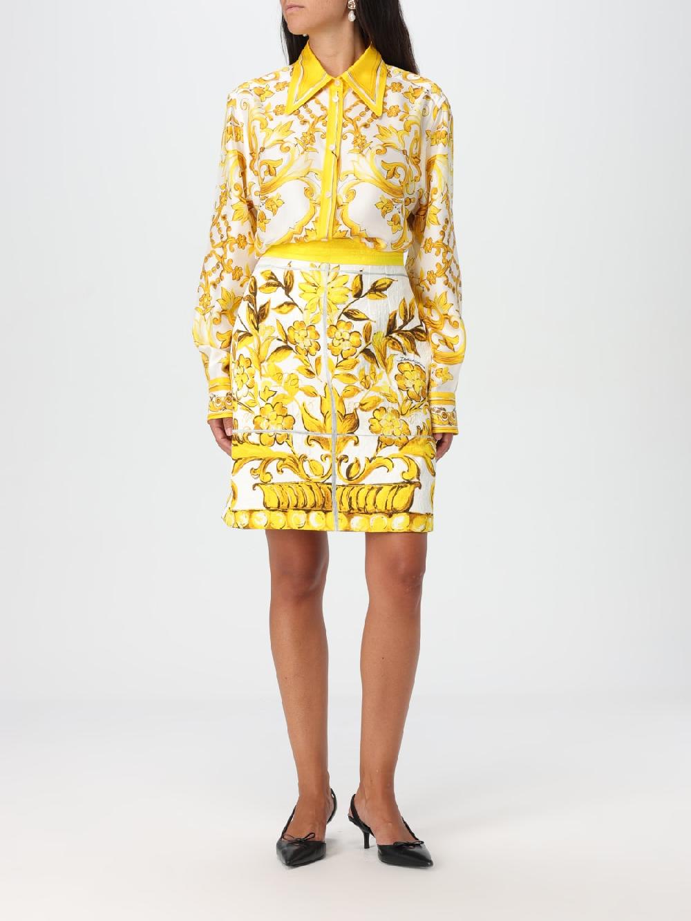 Giglio Camicia Maiolica Dolce & Gabbana In Seta Stampata