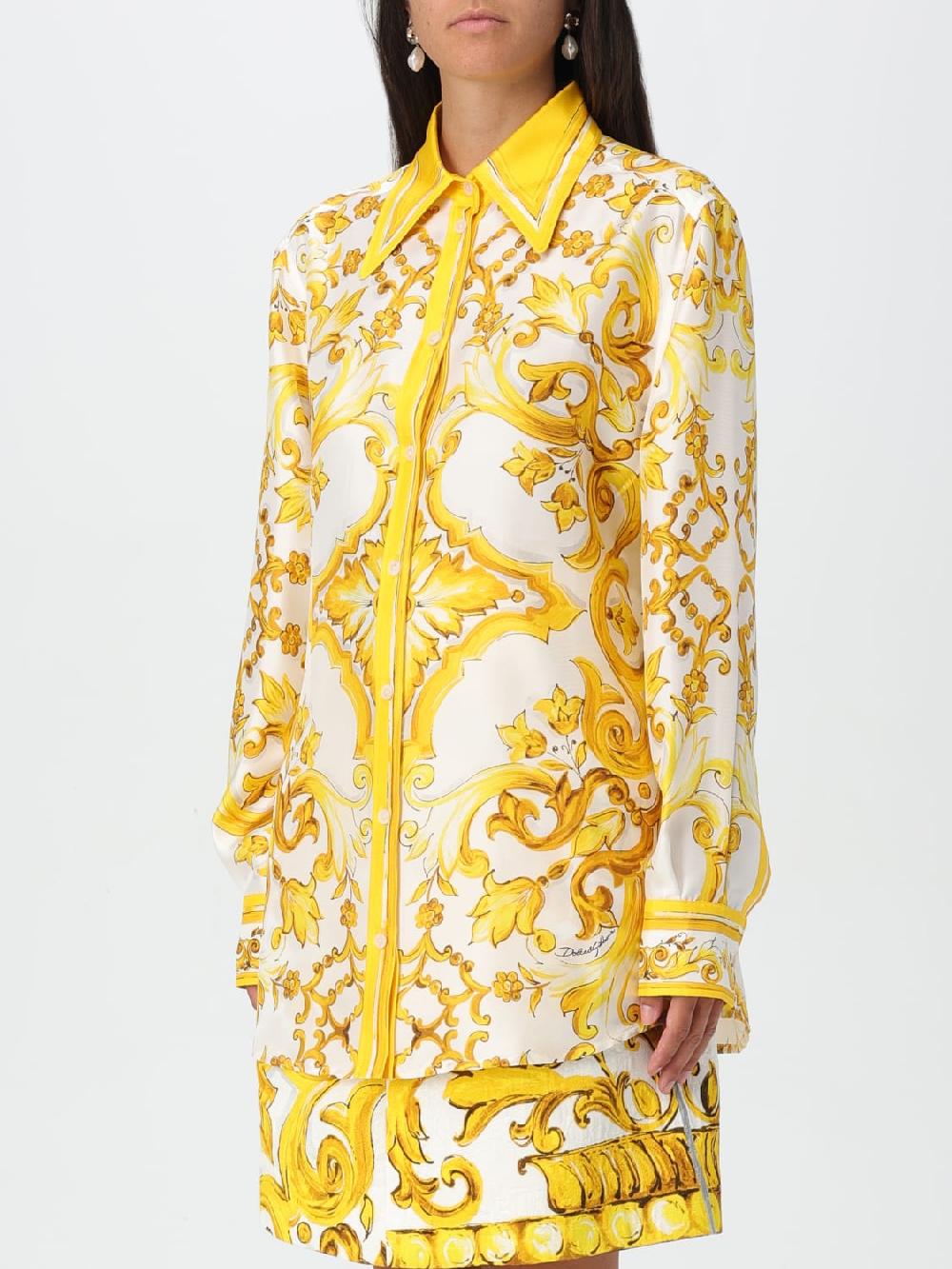 Giglio Camicia Maiolica Dolce & Gabbana In Seta Stampata