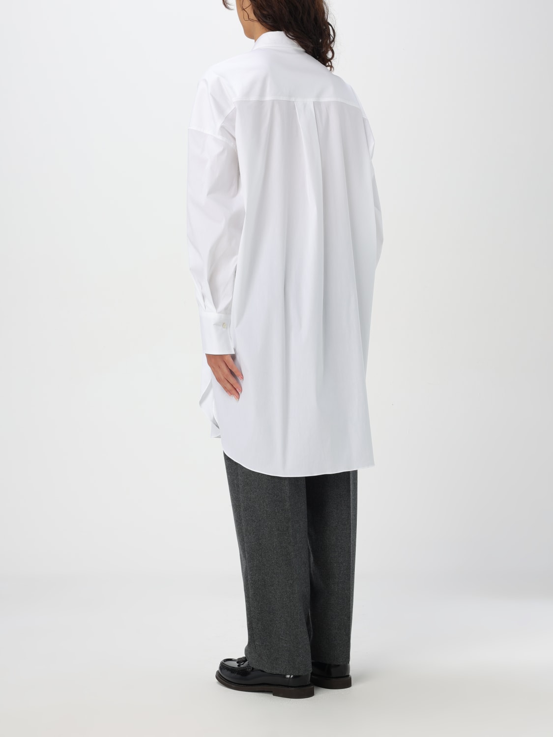 Giglio Camicia Oversize Brunello Cucinelli In Cotone Con Monile