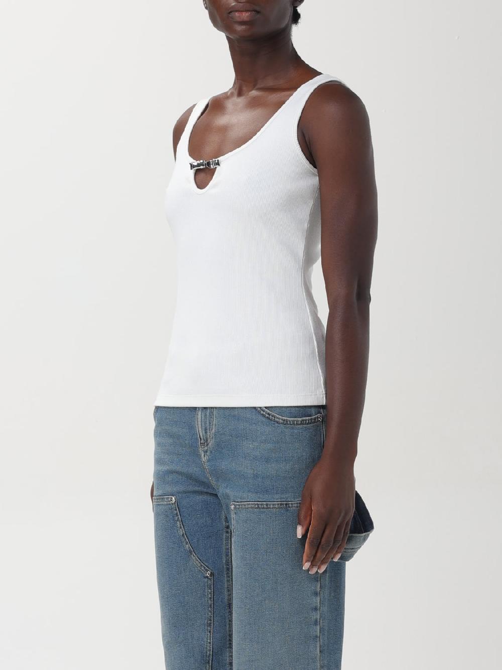 Giglio Canotta Blumarine In Cotone A Costine Con Fiocco