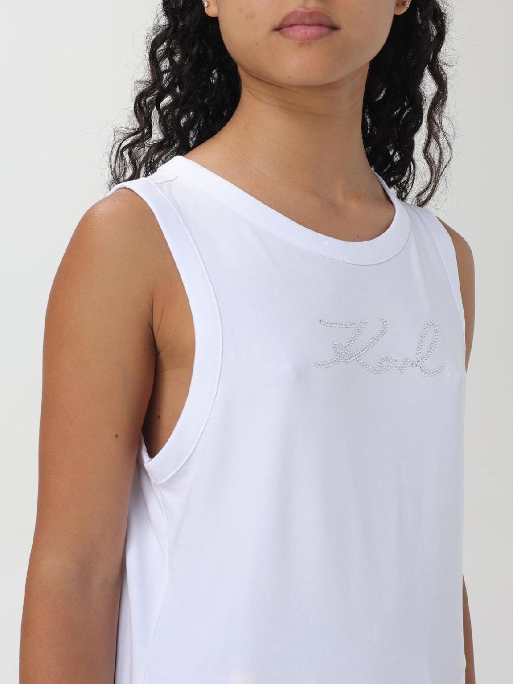 Giglio Canotta Karl Lagerfeld In Jersey Con Logo In Strass