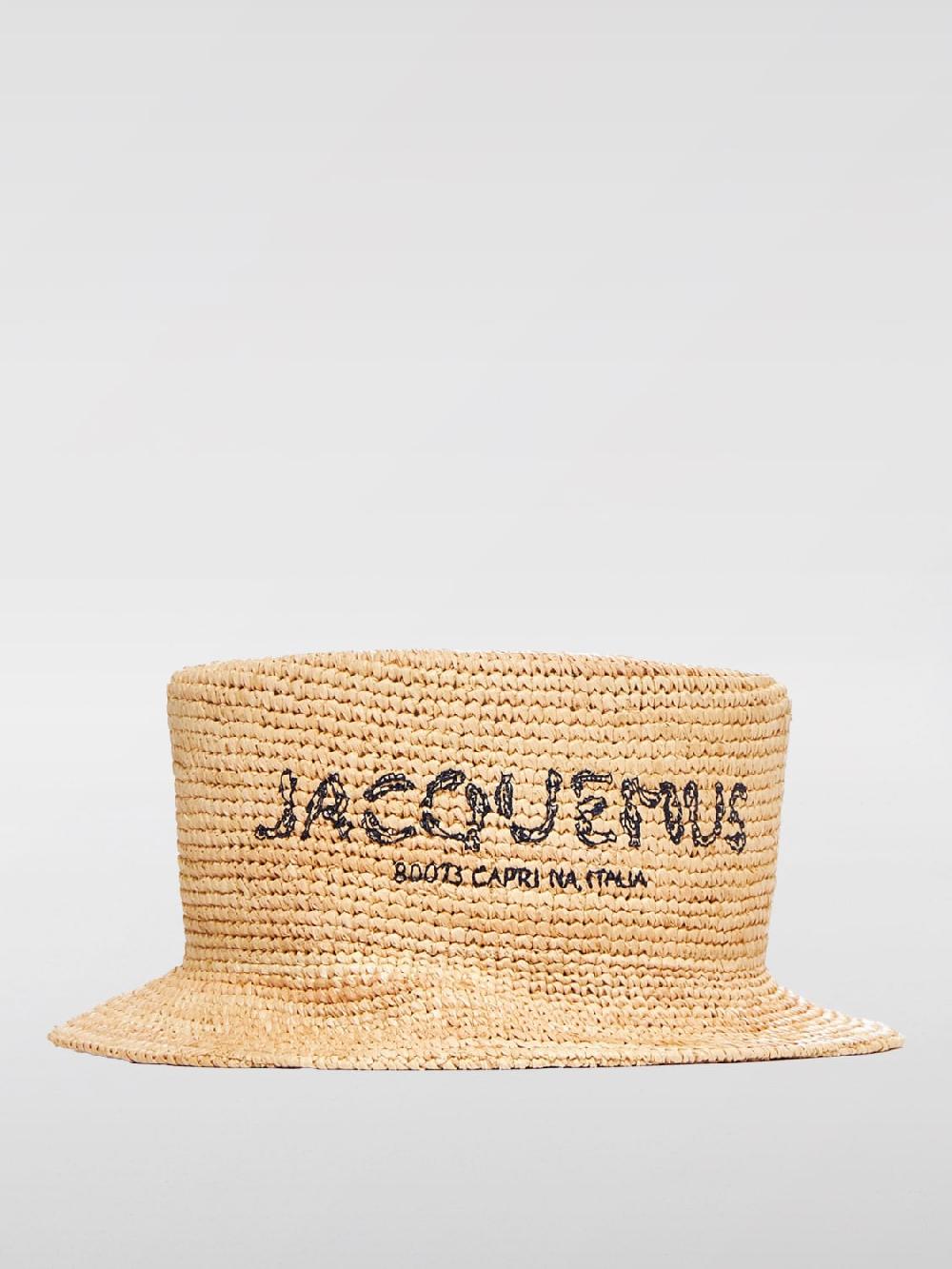 Giglio Cappello Jacquemus in rafia intrecciata con logo