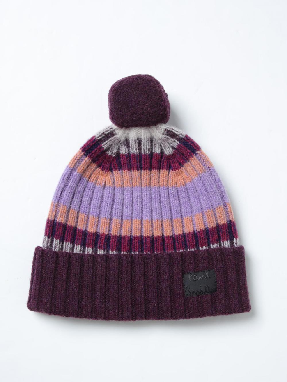 Giglio Cappello Paul Smith in lana a coste con pompon