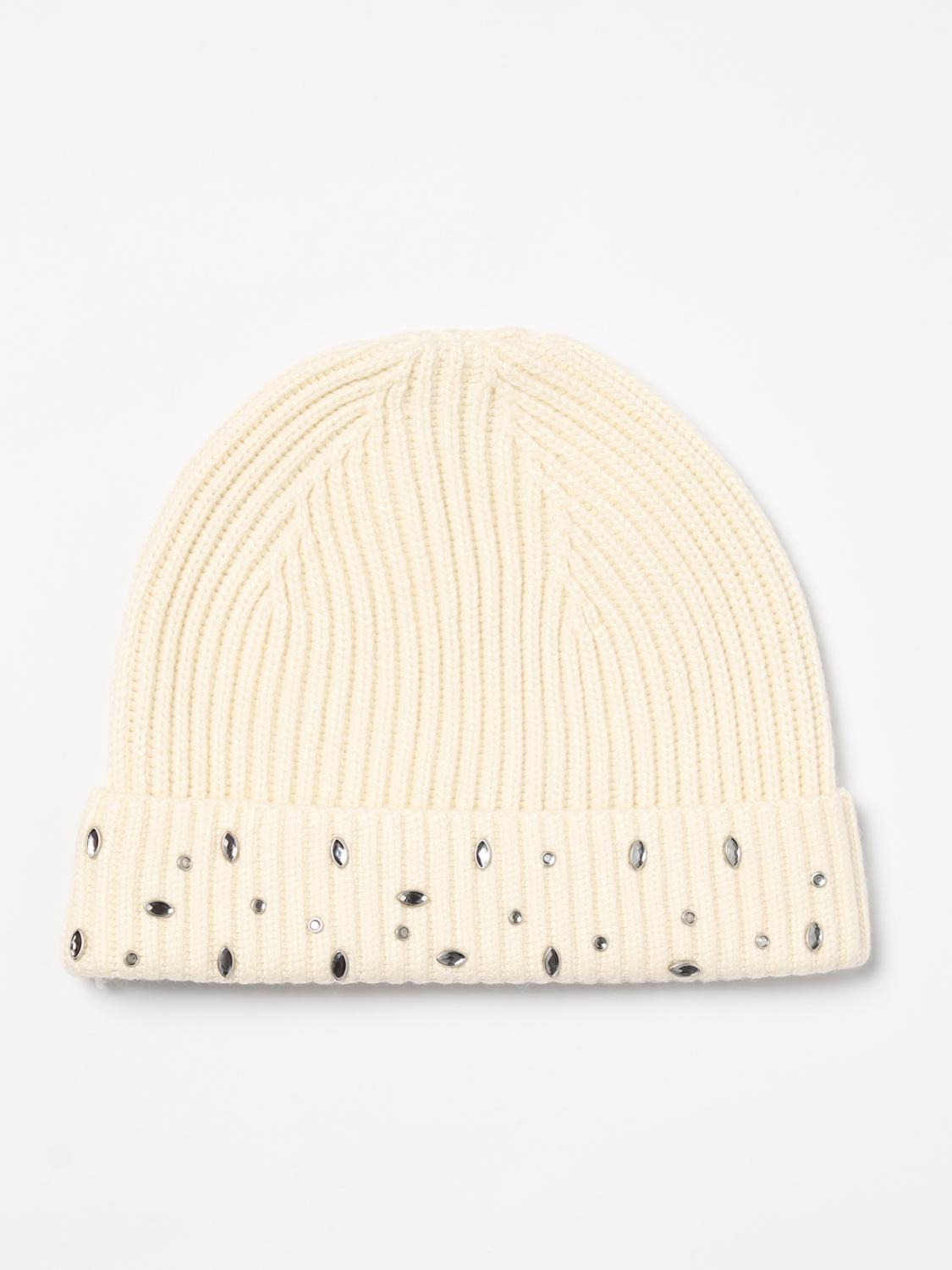 Giglio Cappello Pinko In Maglia Misto Lana A Coste Con Strass
