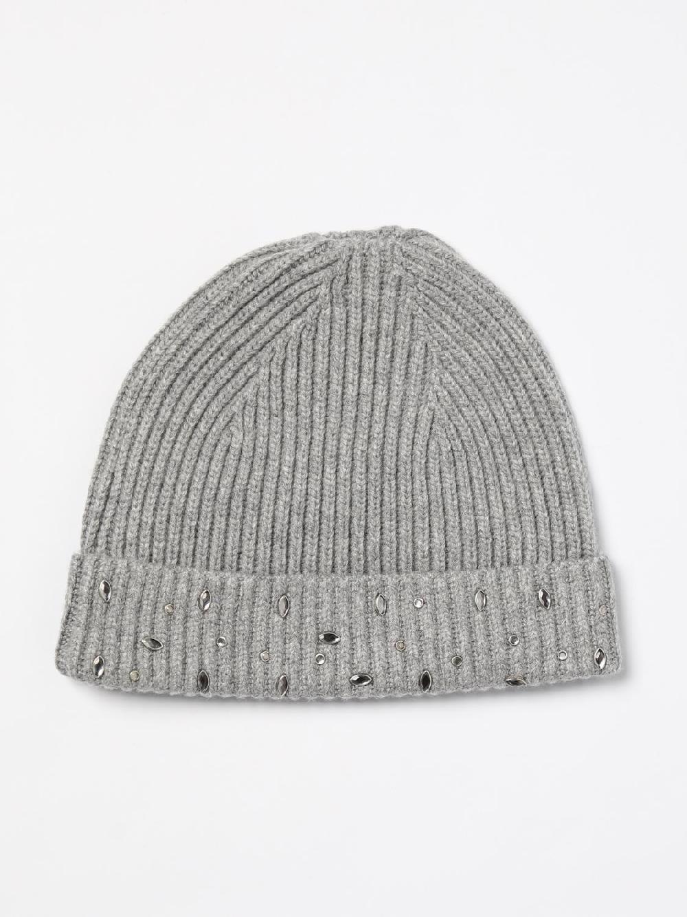 Giglio Cappello Pinko In Maglia Misto Lana A Coste Con Strass