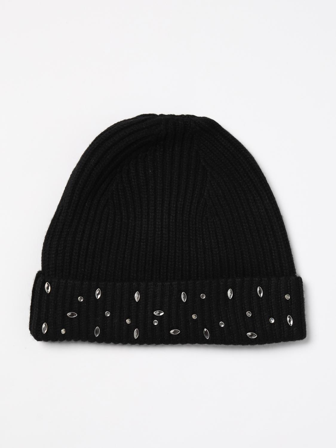Giglio Cappello Pinko In Maglia Misto Lana A Coste Con Strass