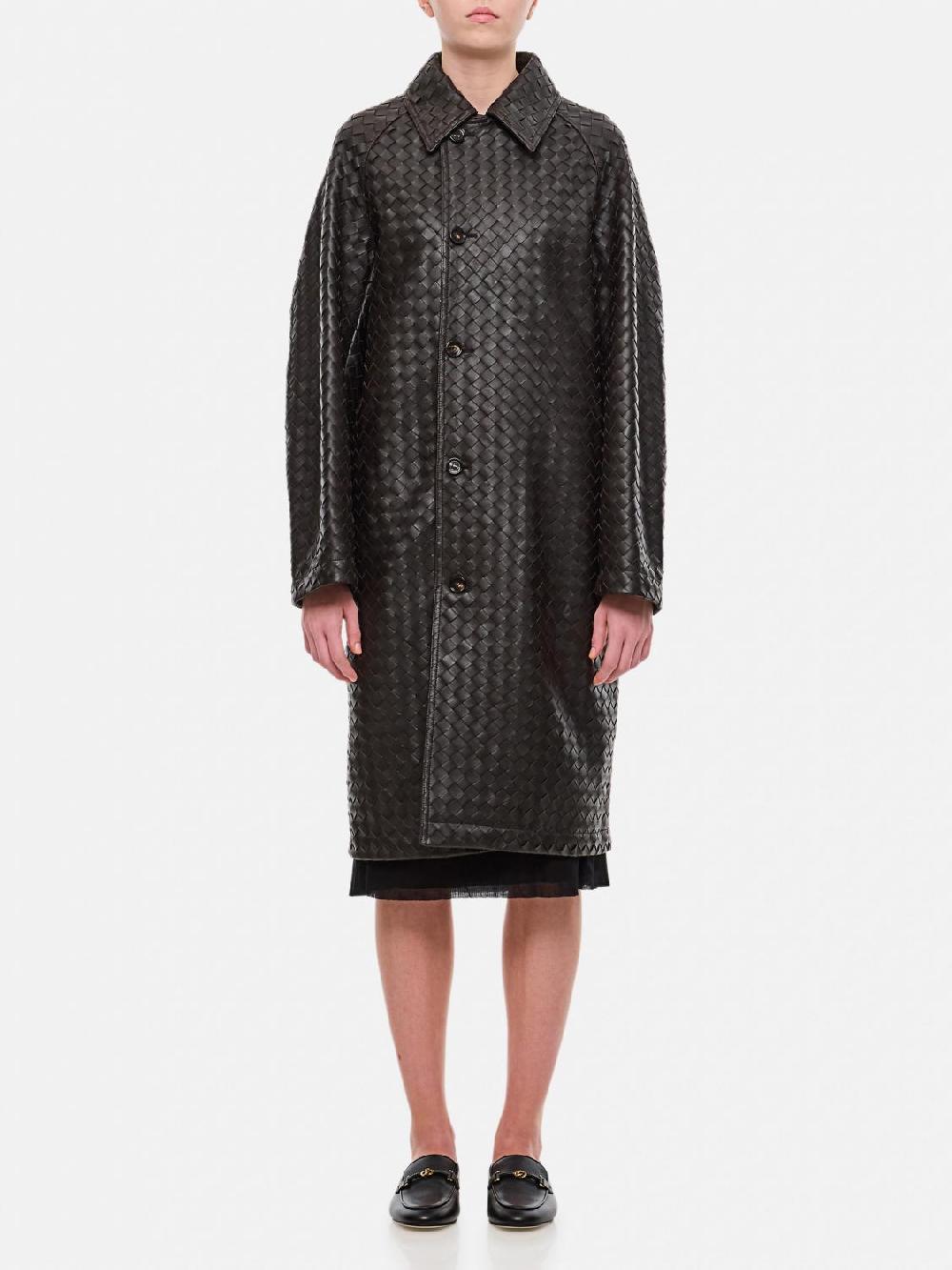 Giglio Cappotto Bottega Veneta in pelle intrecciata