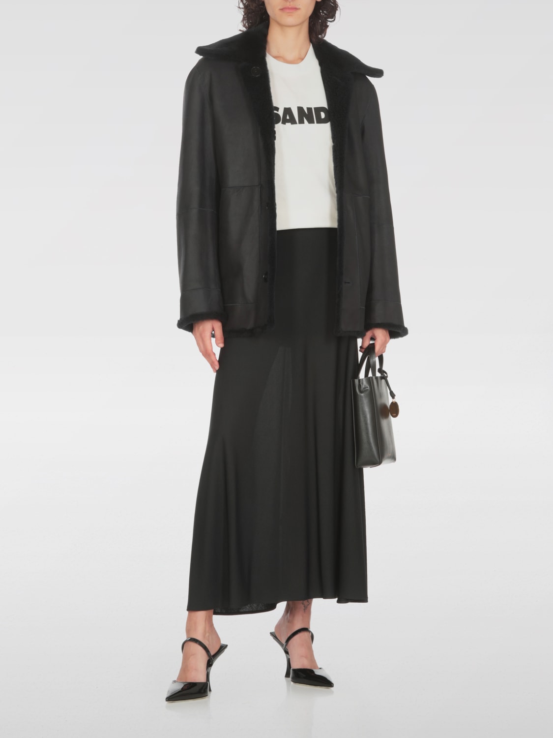 Giglio Cappotto Jil Sander In Pelliccia E Pelle Sintetica