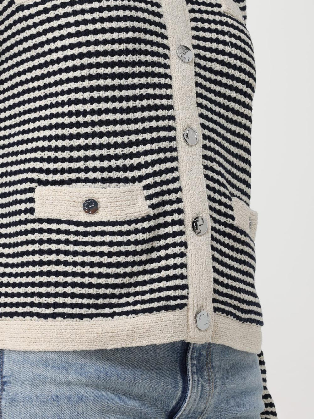 Giglio Cardigan A Girocollo Tory Burch In Cotone A Righe