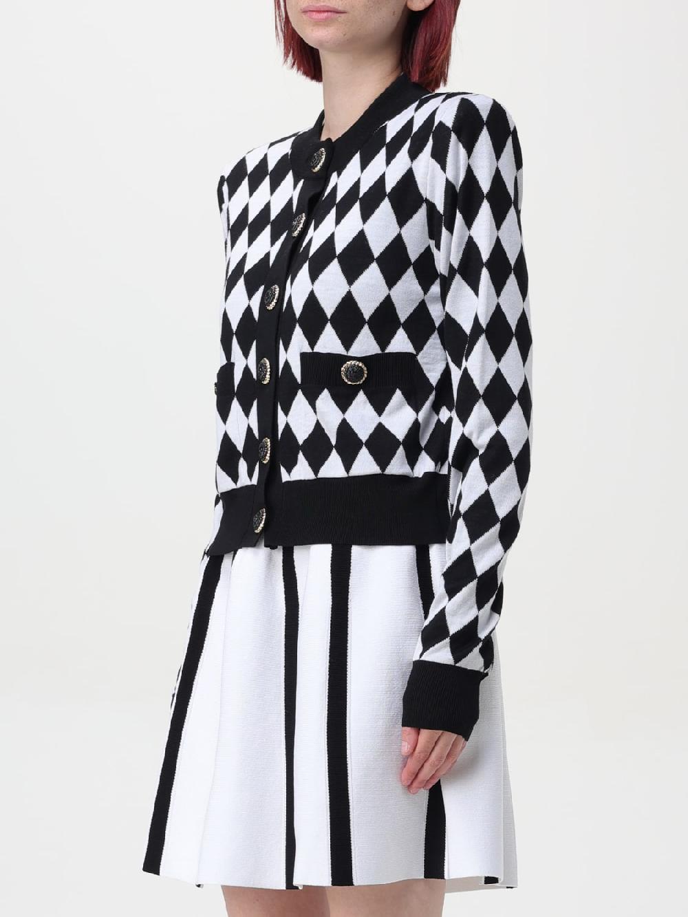 Giglio Cardigan Balmain In Lana Vergine Con Motivo A Rombi