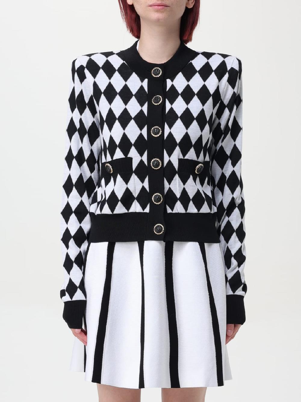 Giglio Cardigan Balmain in lana vergine con motivo a rombi