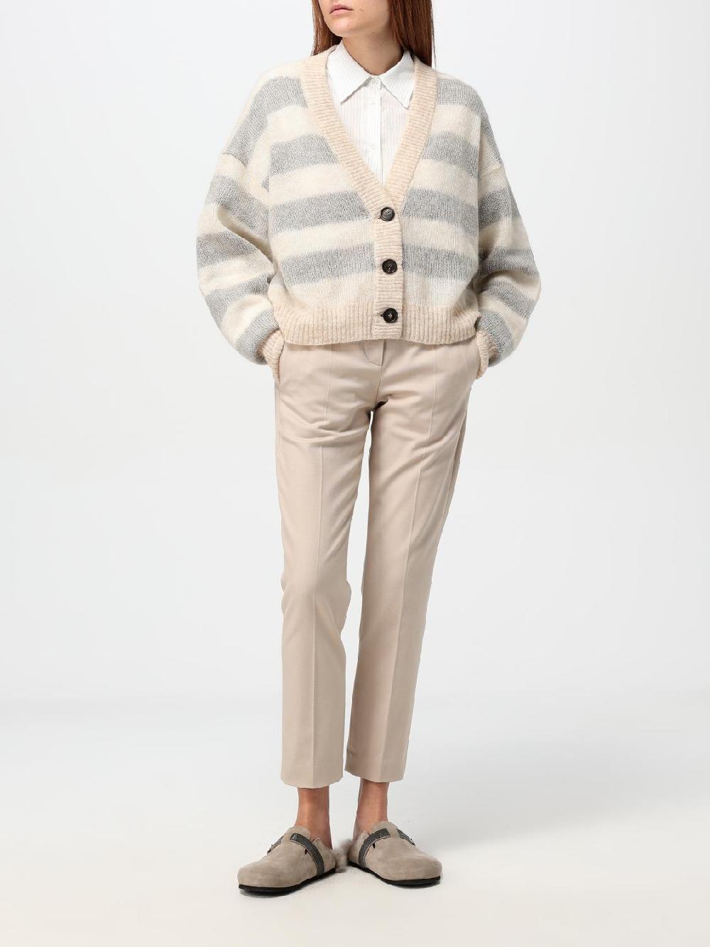 Giglio Cardigan Brunello Cucinelli In Misto Lana A Righe