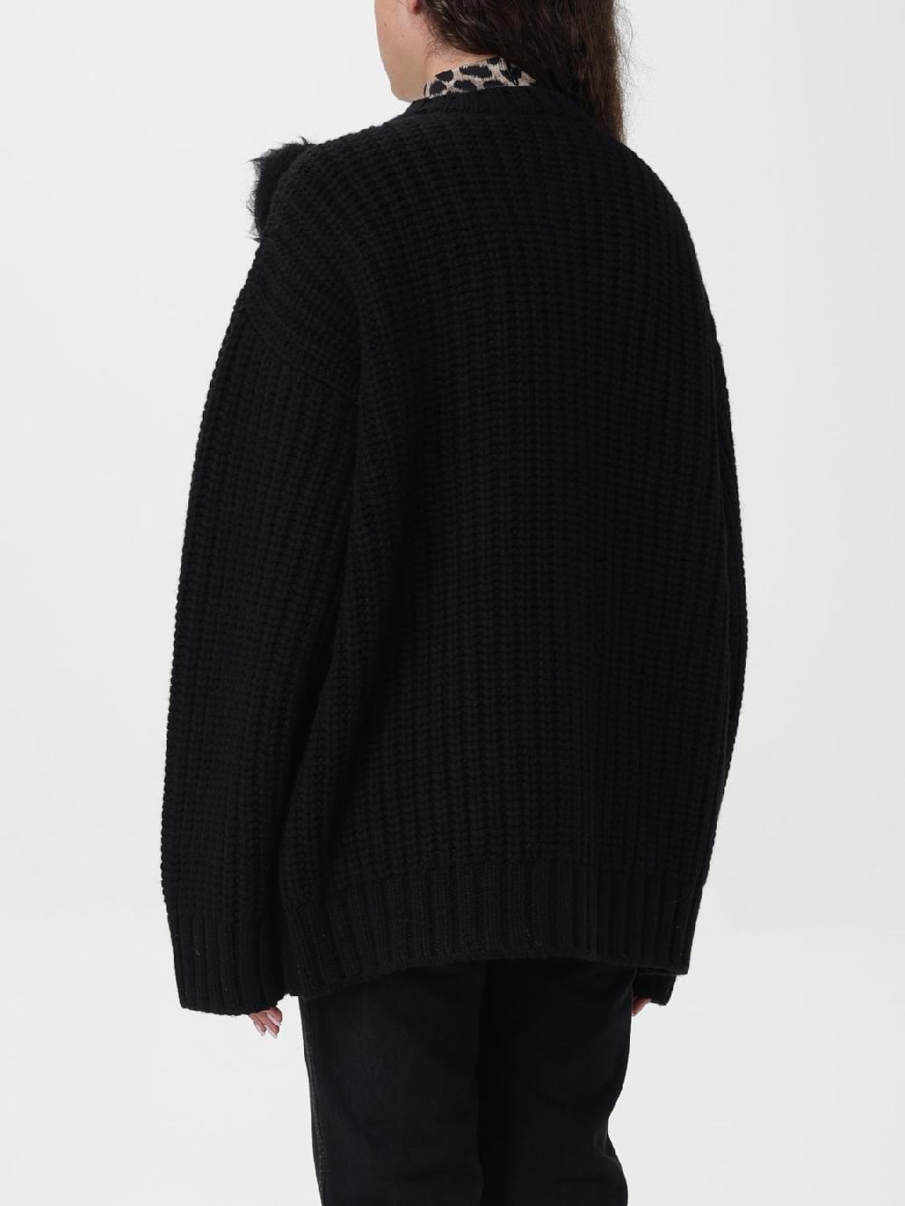 Giglio Cardigan In Lana A Coste Con Fiori Blumarine