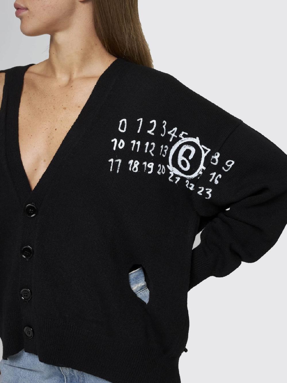Giglio Cardigan MM6 Maison Margiela In Misto Lana Distressed