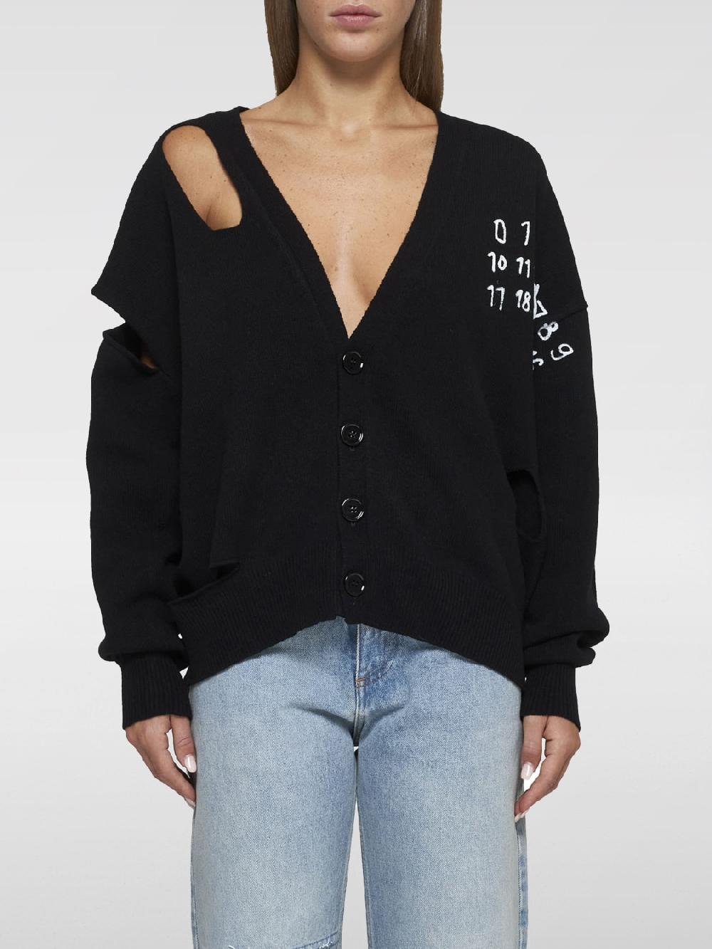 Giglio Cardigan MM6 Maison Margiela in misto lana distressed