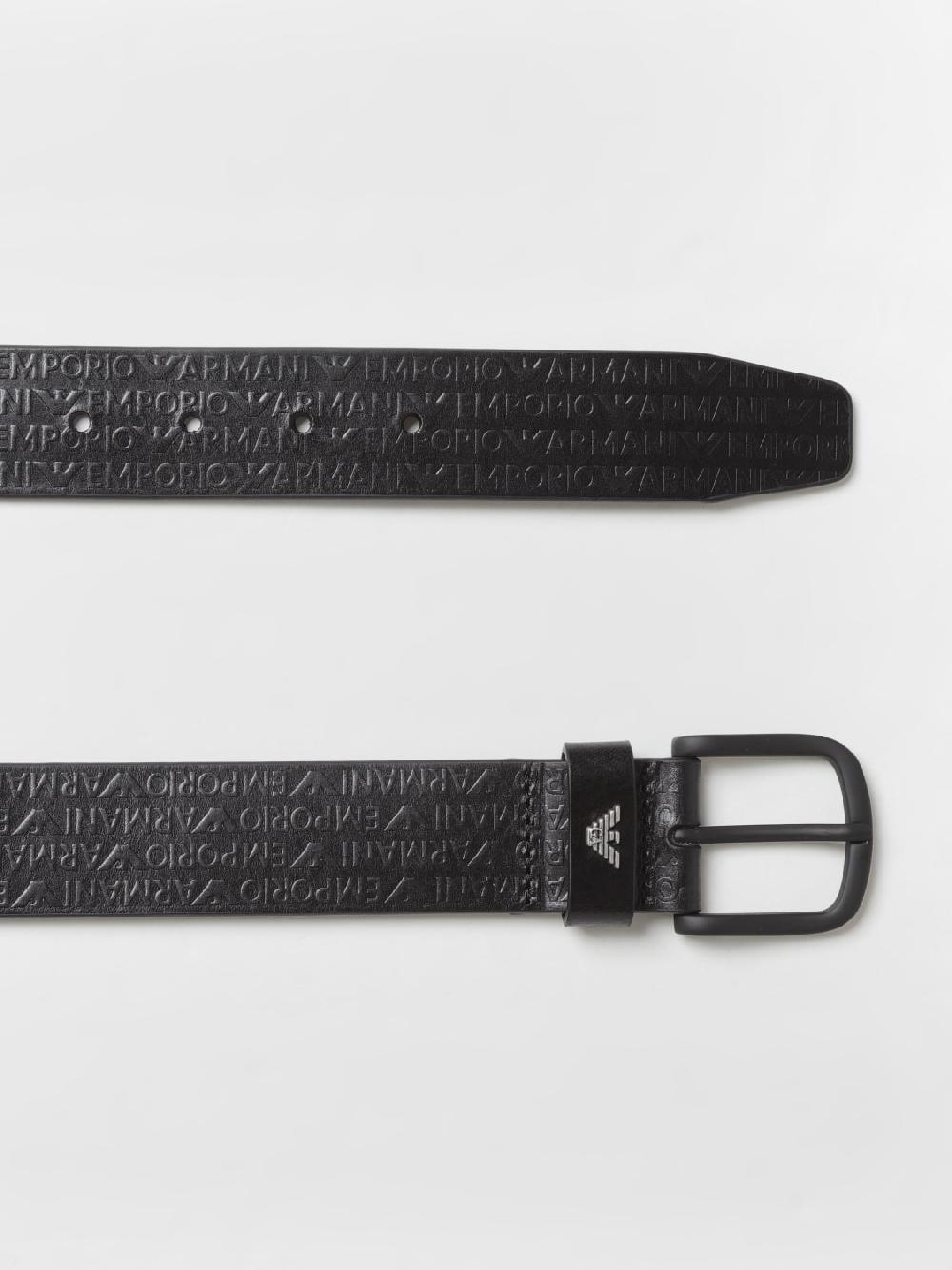 Giglio Cintura Emporio Armani In Pelle Con Logo All Over
