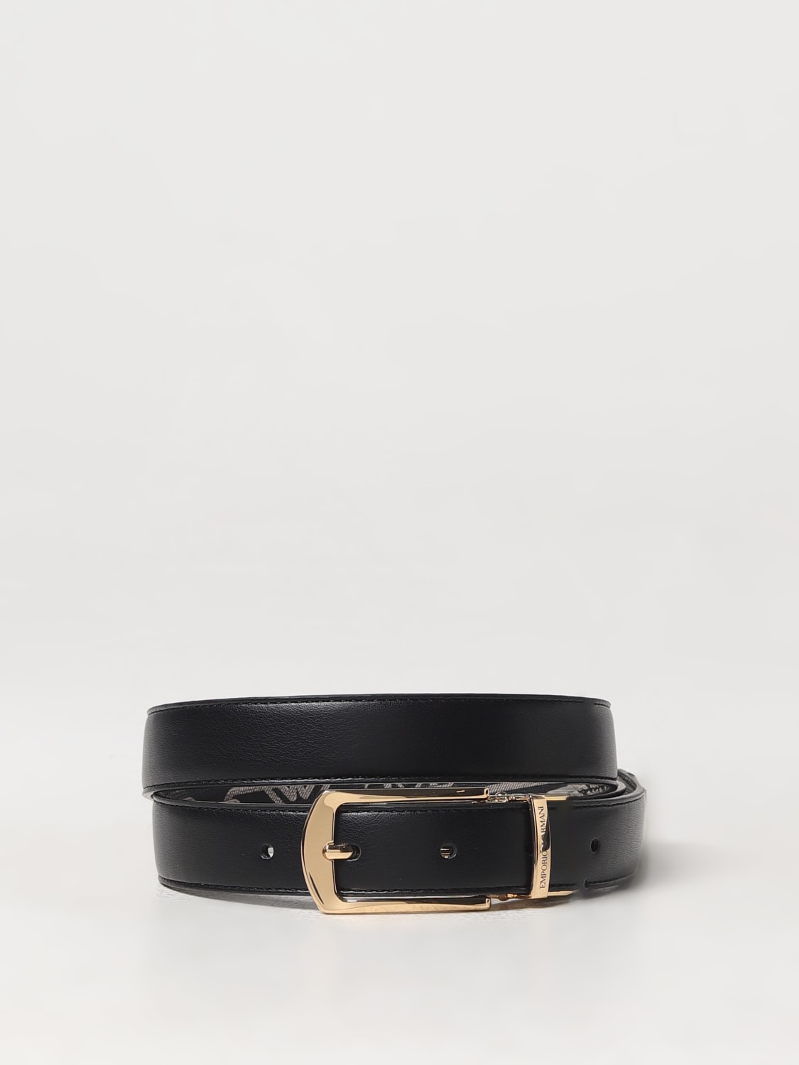 Giglio Cintura Emporio Armani Reversibile In Pelle E Tessuto Con Logo Jacquard