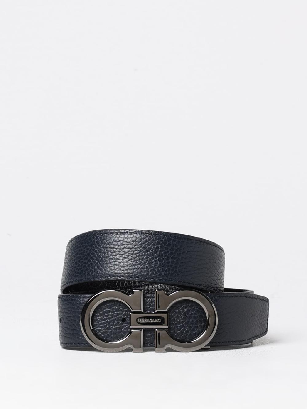 Giglio Cintura Gancini Ferragamo Reversibile In Pelle A Grana